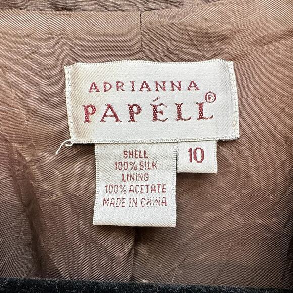 Adrianna Papell 100% Silk Collared Short Jacket Y2K Boxy Jacket Size 10 - Picture 3 of 4